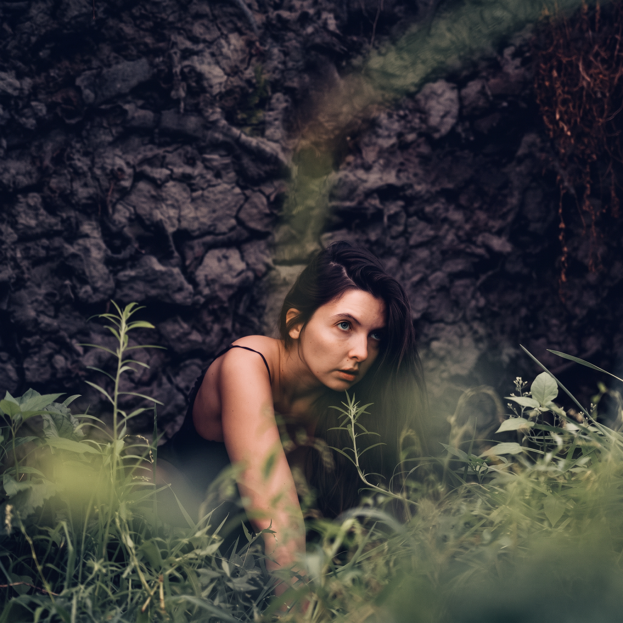 Manon Lelièvre dans la végétation